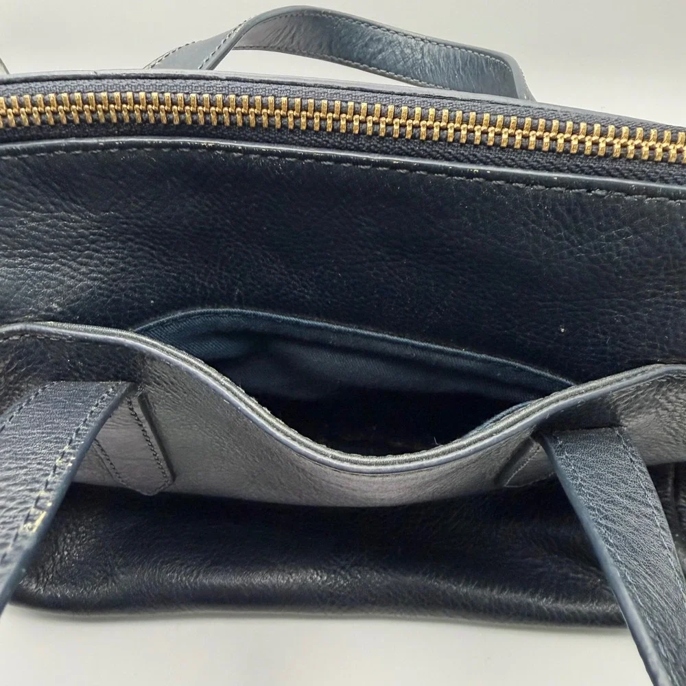 Fossil Women's Medium Blue Pebbled Leather Sydney Satchel Crossbody Purse ZB5486